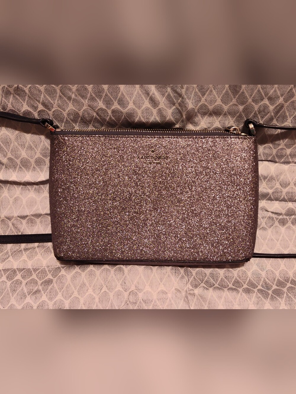 Kate spade Glitter Crossbody Bag Silver Blue Sparkle